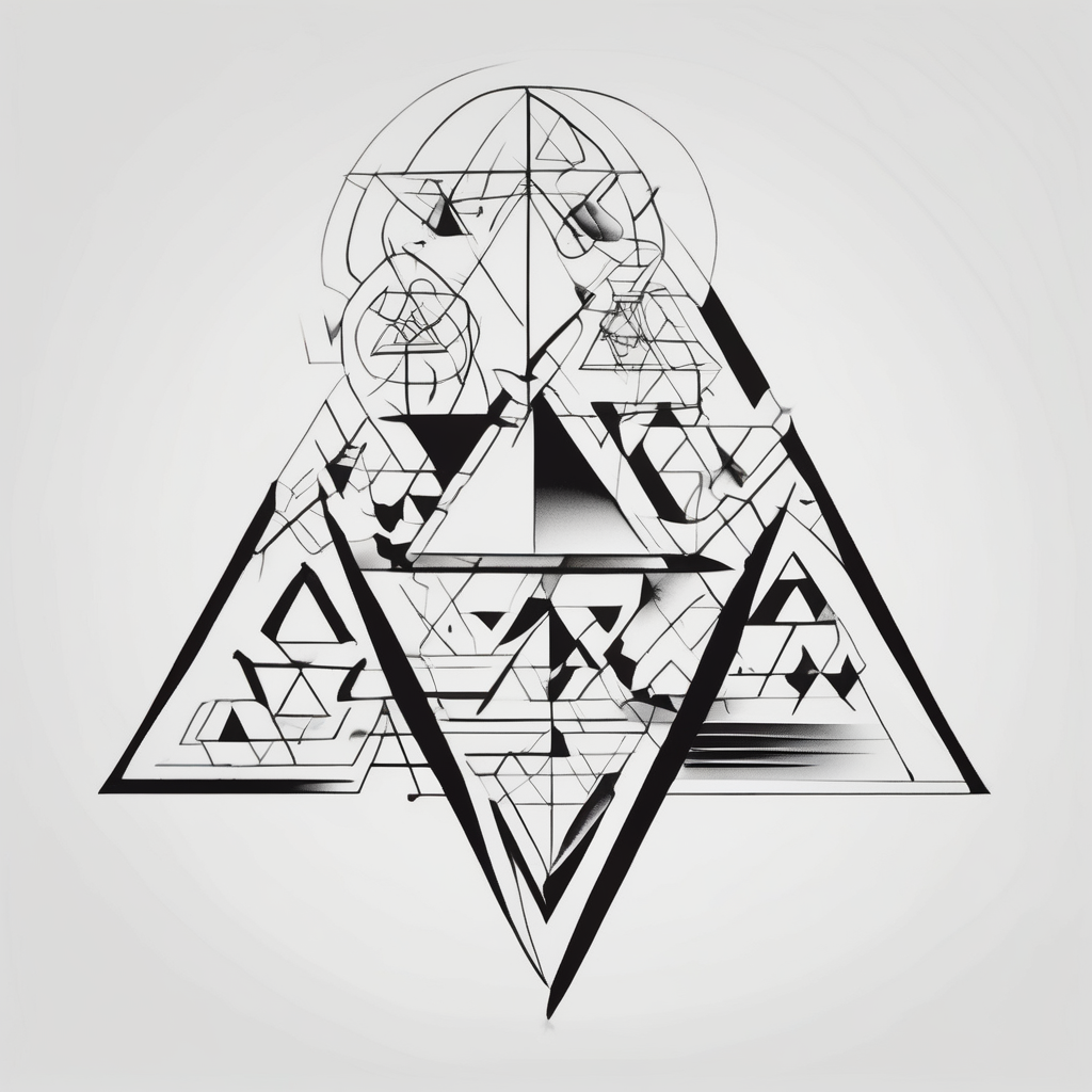 arara with small details, triangle and square forms, design de tatouage Minimaliste généré par IA
