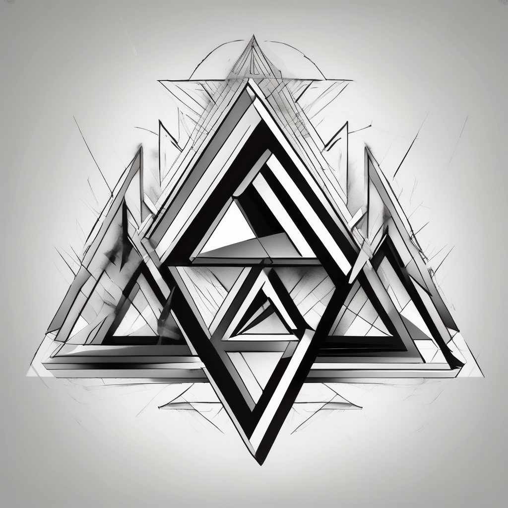 I want three triangles that overlap each other, design de tatouage Noir et blanc généré par IA
