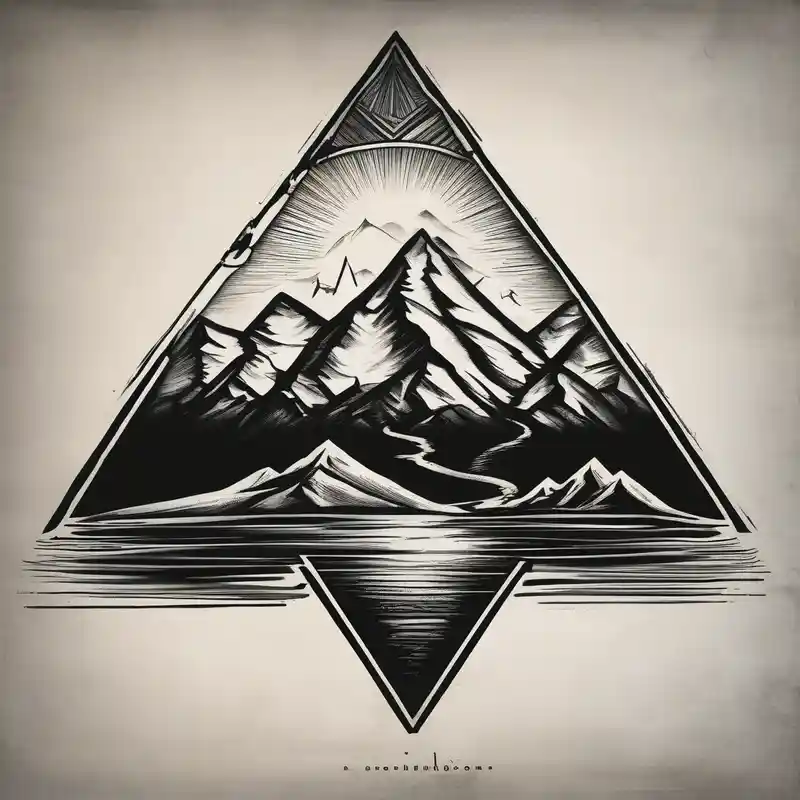 dotwork style Triangle Tattoo Ideas in 2025 about Mountains with the river running through it and a triangle around it with Humboldt at the top Mendocino in the left bcorner and Trinity in the right and Mountains with the river running through it and a triangle around it with Humboldt at the top Mendocino in the left bcorner and Trinity in the right