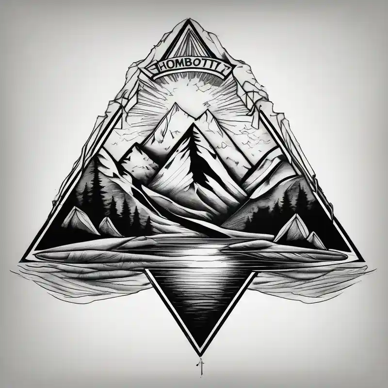 realistic style Triangle Tattoo Ideas in 2025 about Mountains with the river running through it and a triangle around it with Humboldt at the top Mendocino in the left corner and Trinity in the right and Mountains with the river running through it and a triangle around it with Humboldt at the top Mendocino in the left corner and Trinity in the right