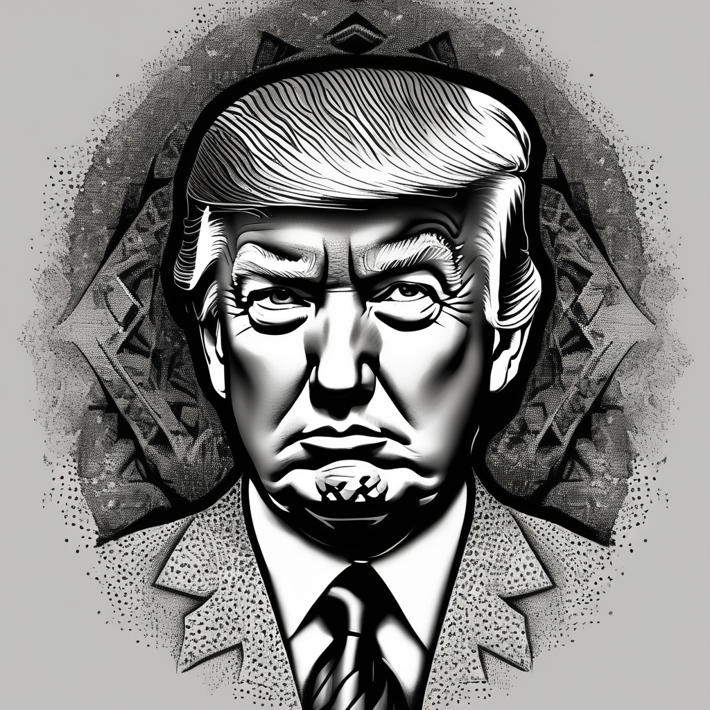 donald trump, design de tatouage Dotwork généré par IA