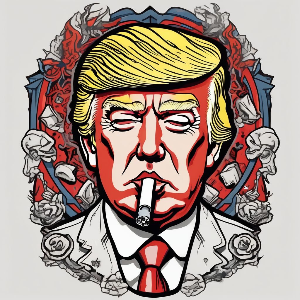donald trump smoking cigarette, design de tatouage Old school généré par IA