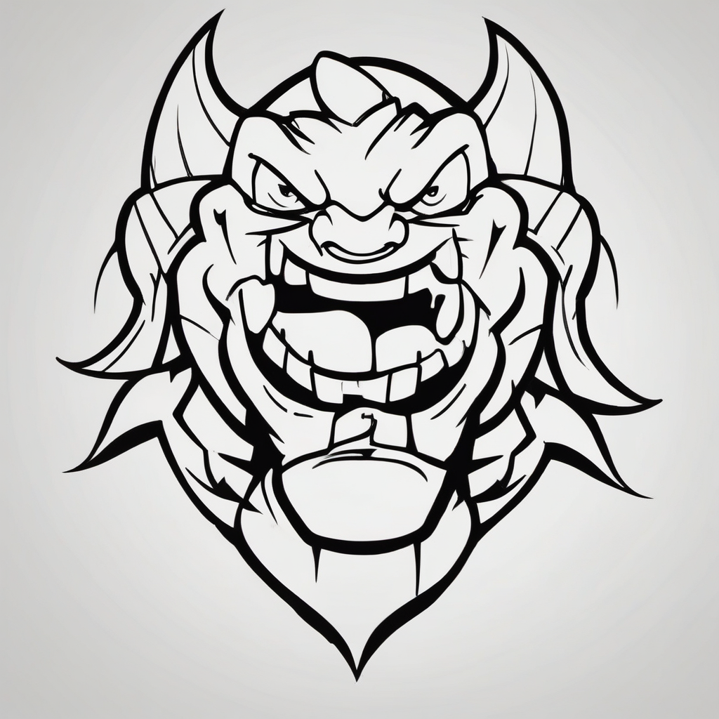 Tattoo stencil of trump, design de tatouage Cartoon généré par IA