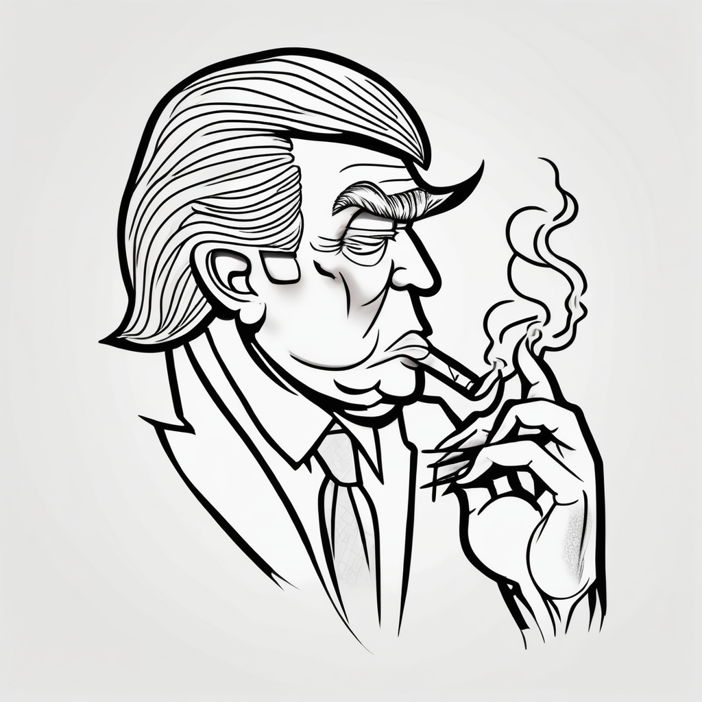 Smoking donald trump, design de tatouage Cartoon généré par IA