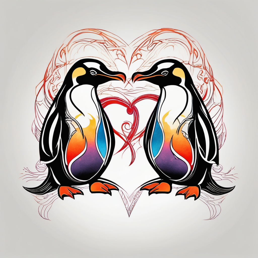 gay penguins mad about Donald Trump, design de tatouage Japonais généré par IA
