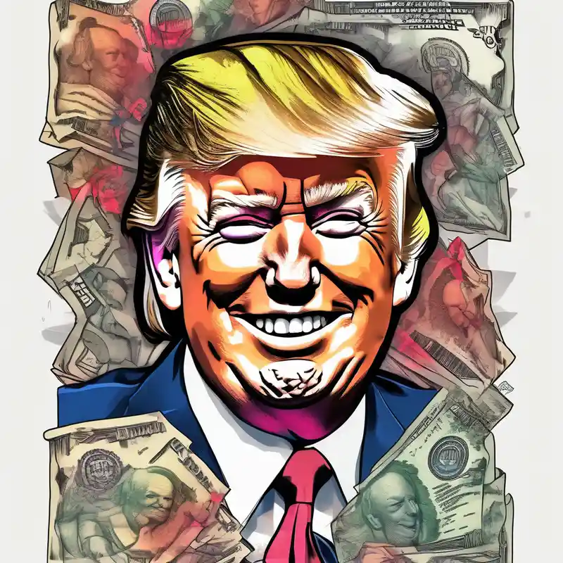 U.S. bills with President Trump laughing.