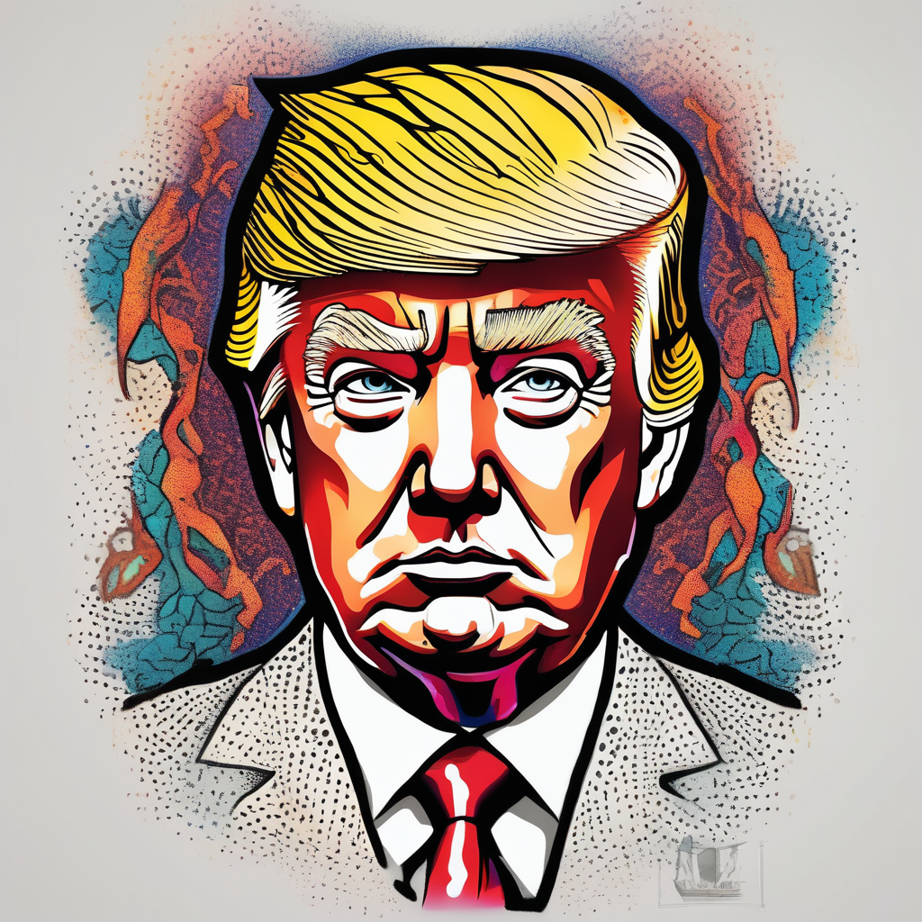 Smoking donald trump, design de tatouage Dotwork généré par IA