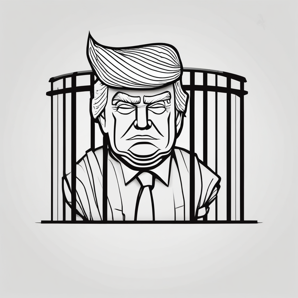 Dumb Donald Trump Goes to Jail, design de tatouage Minimaliste généré par IA
