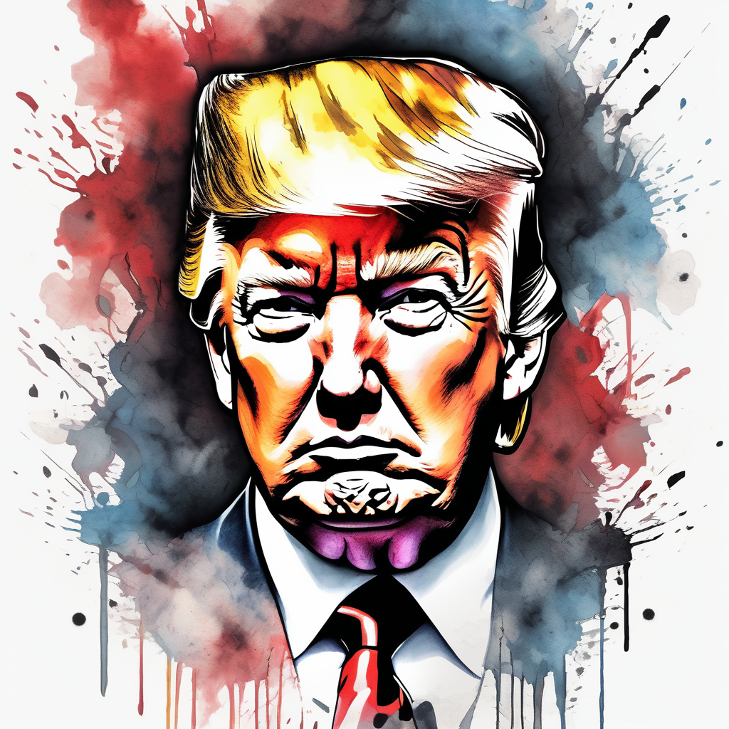 Donald Trump Anime, design de tatouage Aquarelle généré par IA
