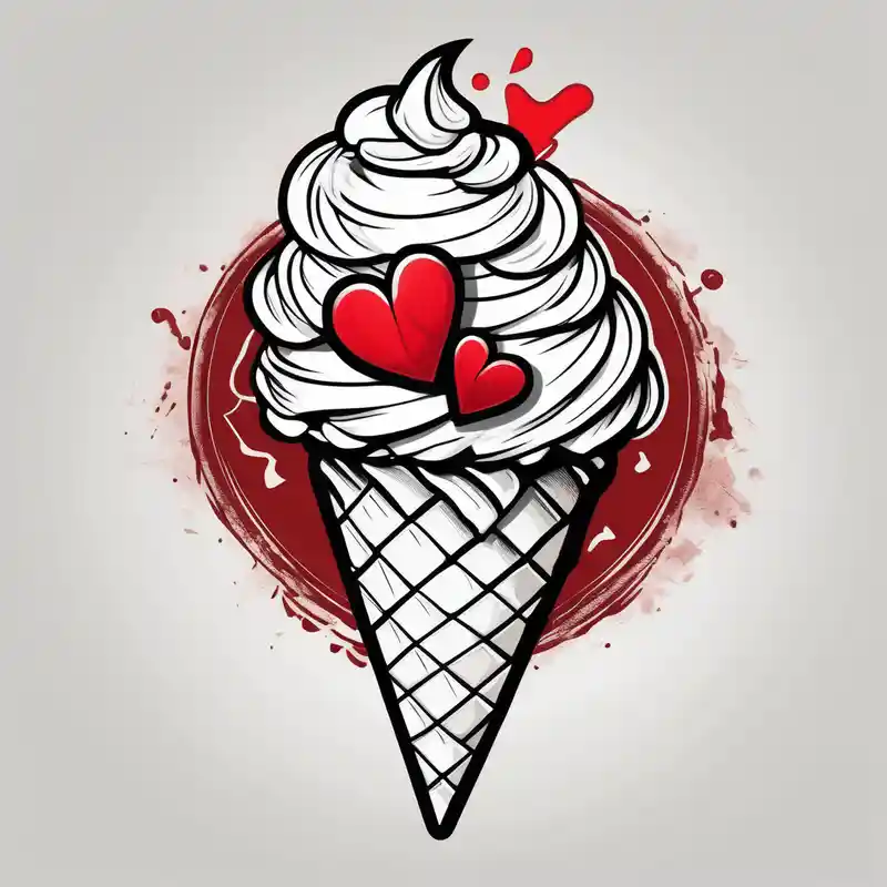 small one scoop ice cream cone with small red heart on it somewhere with unicorn