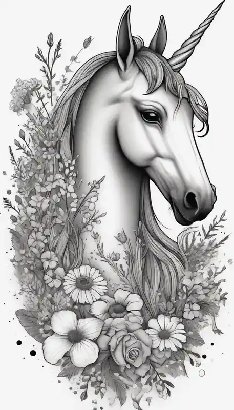 Unicorn and wildflowers half sleeve