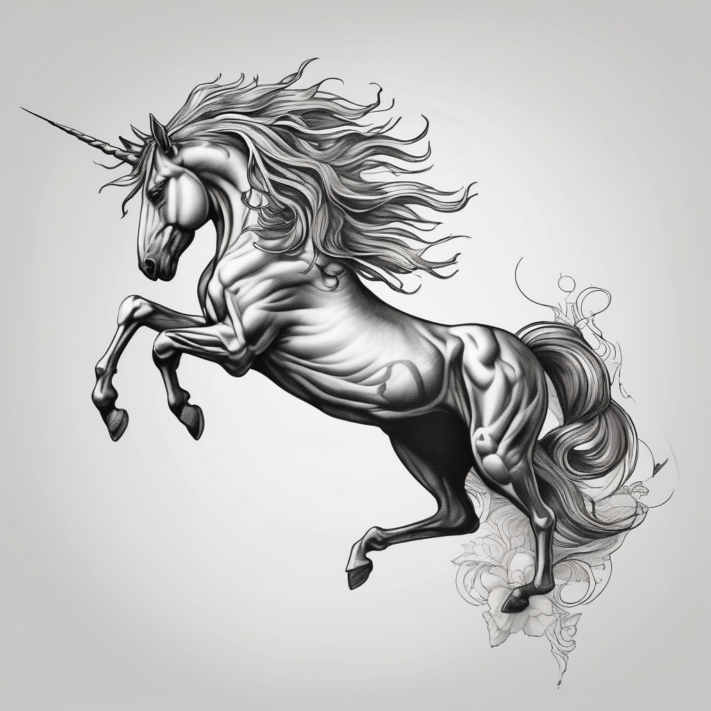 unicorn, design de tatouage Réaliste généré par IA