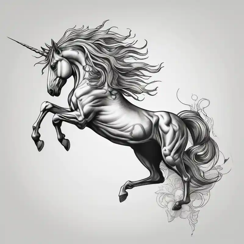 unicorn – Réaliste, Noir et blanc