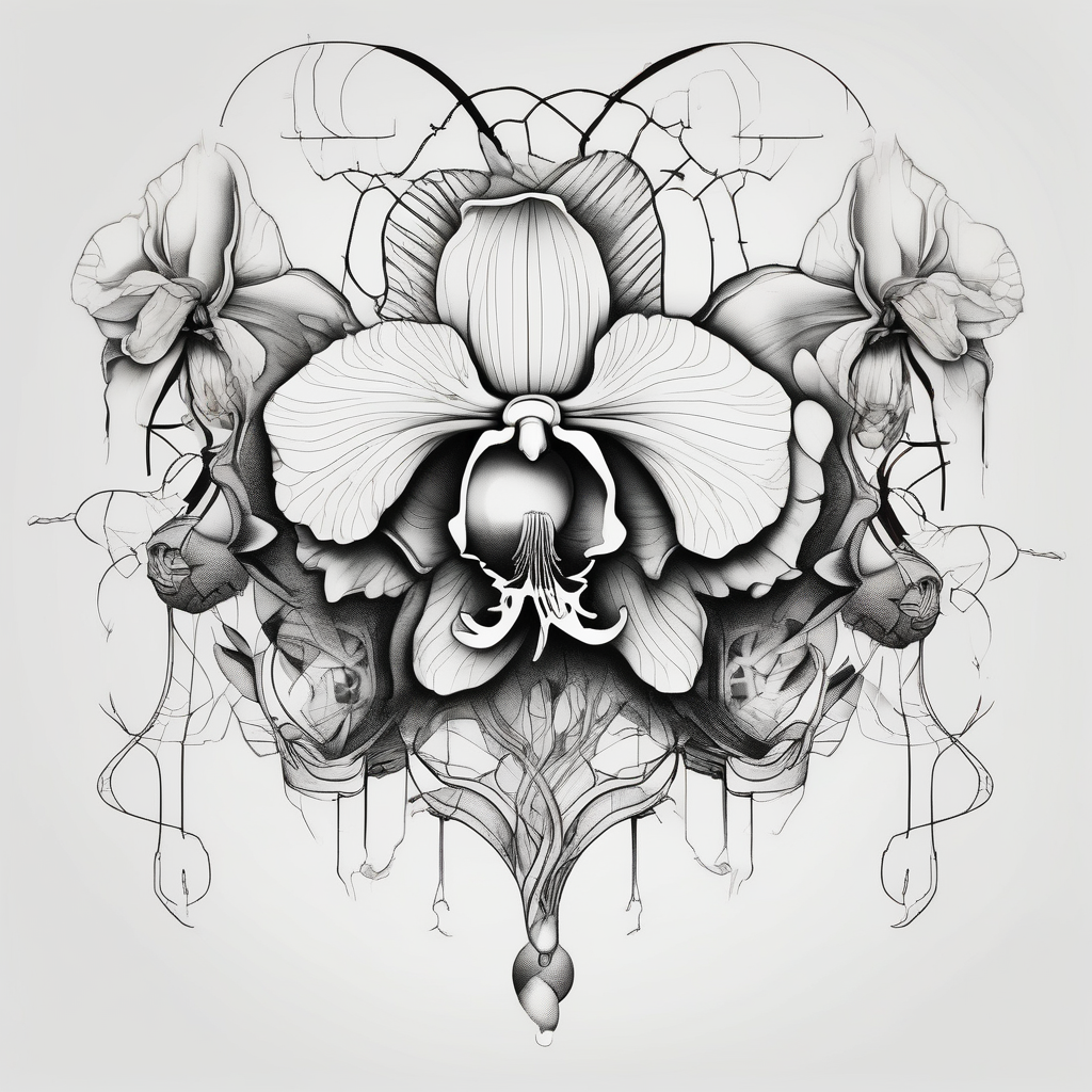 Orchid realistic with a mix with vagine vaginal, AI-generated Surreal tattoo design