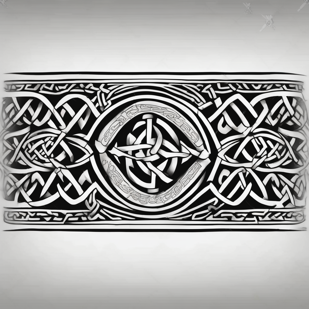 And arm band tattoo with an emphasis on Anglo Saxon and Celtic tradition wedding-band, design de tatouage Réaliste généré par IA