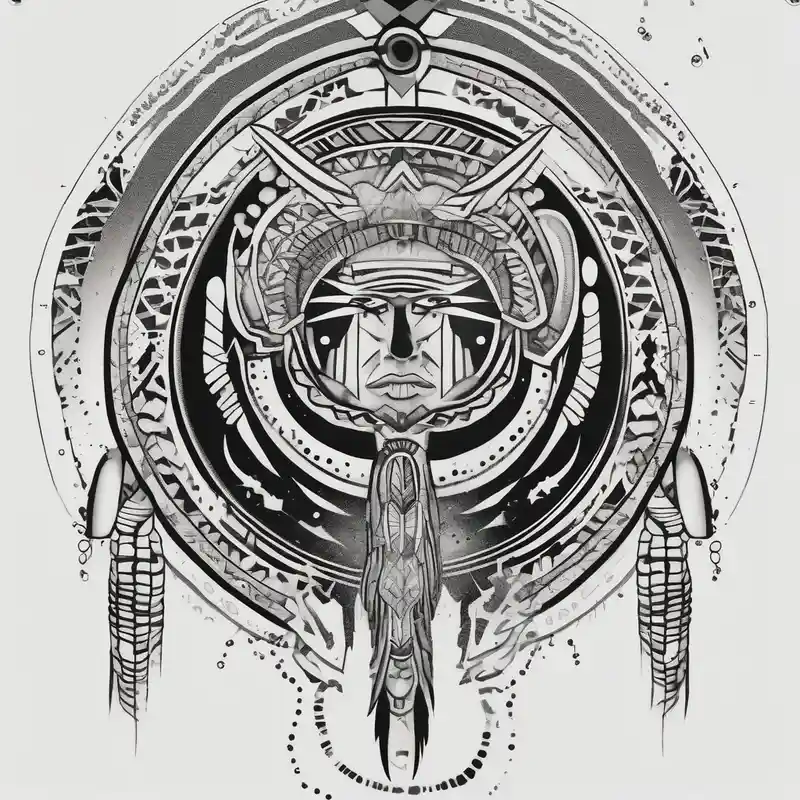 Arm band Comanche native symbols with Aquarius theme wedding-band