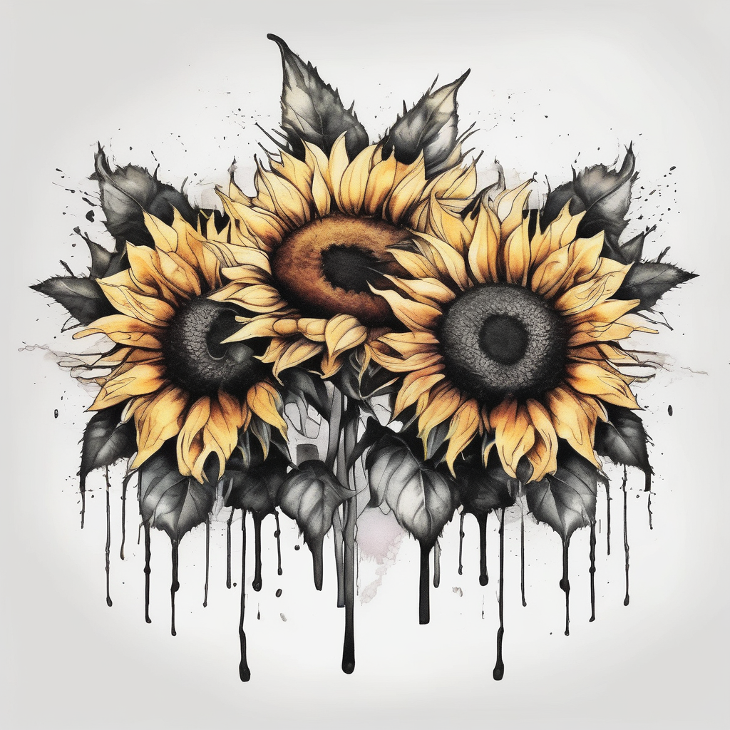 band tattoo with two sunflowers on it wedding-band, AI-generated Watercolor tattoo design