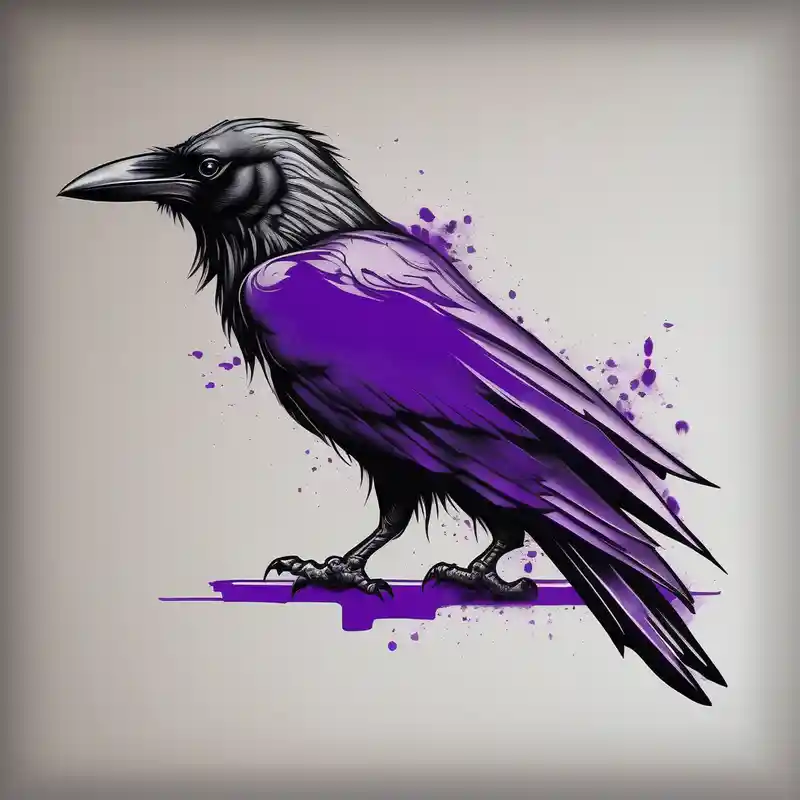 realistic style RIP Tattoo Ideas in 2025 about A crow tattoo that incorporates a strip/band of purple somewhere in the design to represent dealing with domestic abuse. Be creative. wedding-band and A crow tattoo that incorporates a strip/band of purple somewhere in the design to represent dealing with domestic abuse. Be creative. wedding-band
