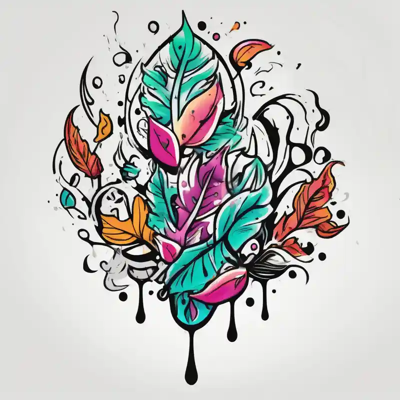 leaves dripping with ink around penis – カートゥーン, カラフル