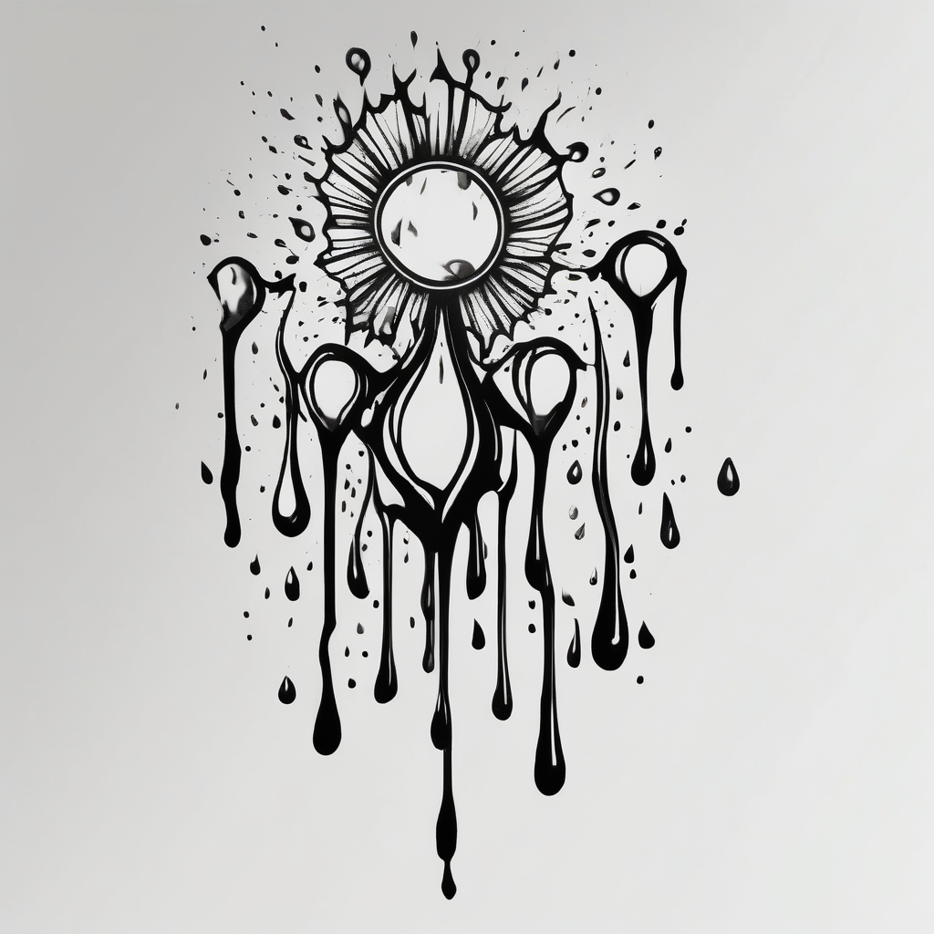 rain droplets white background white-ink(AIが生成した水彩スタイルのタトゥーデザイン)