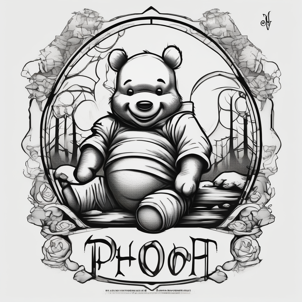 Winnie the Pooh in Stephen Kings IT winnie-the-pooh, AI-generated Japanese tattoo design