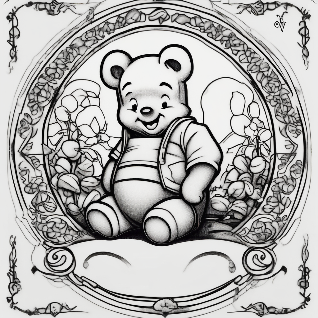 Winnie the Pooh winnie-the-pooh, AI-generated Blackwork tattoo design