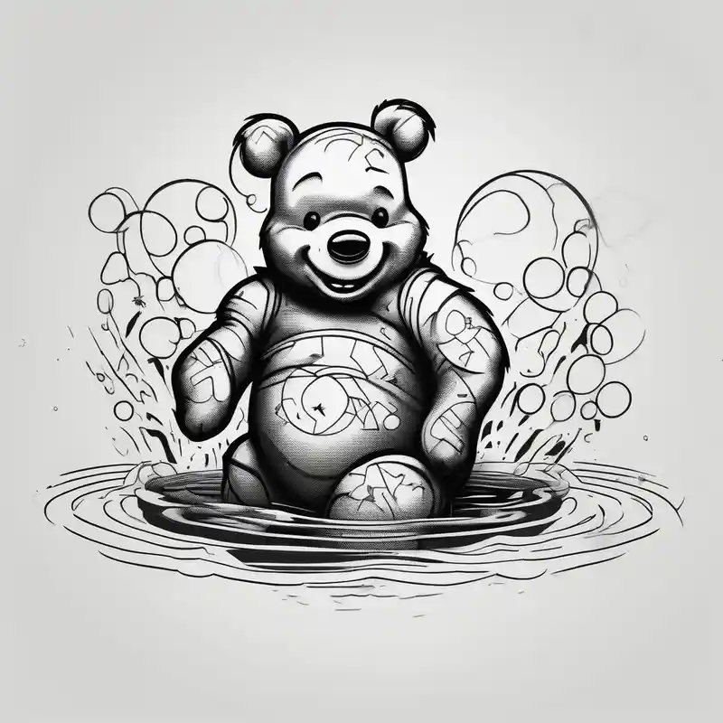 Pooh bear floating away