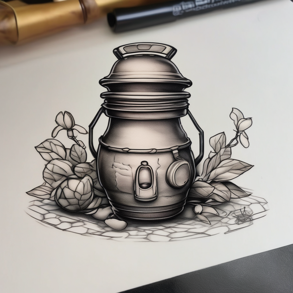 Winnie the Pooh Honey pot winnie-the-pooh, AI-generated Realistic tattoo design