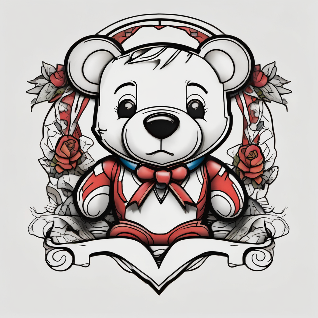 teddy bear pooh winnie-the-pooh, AI-generated Old School tattoo design