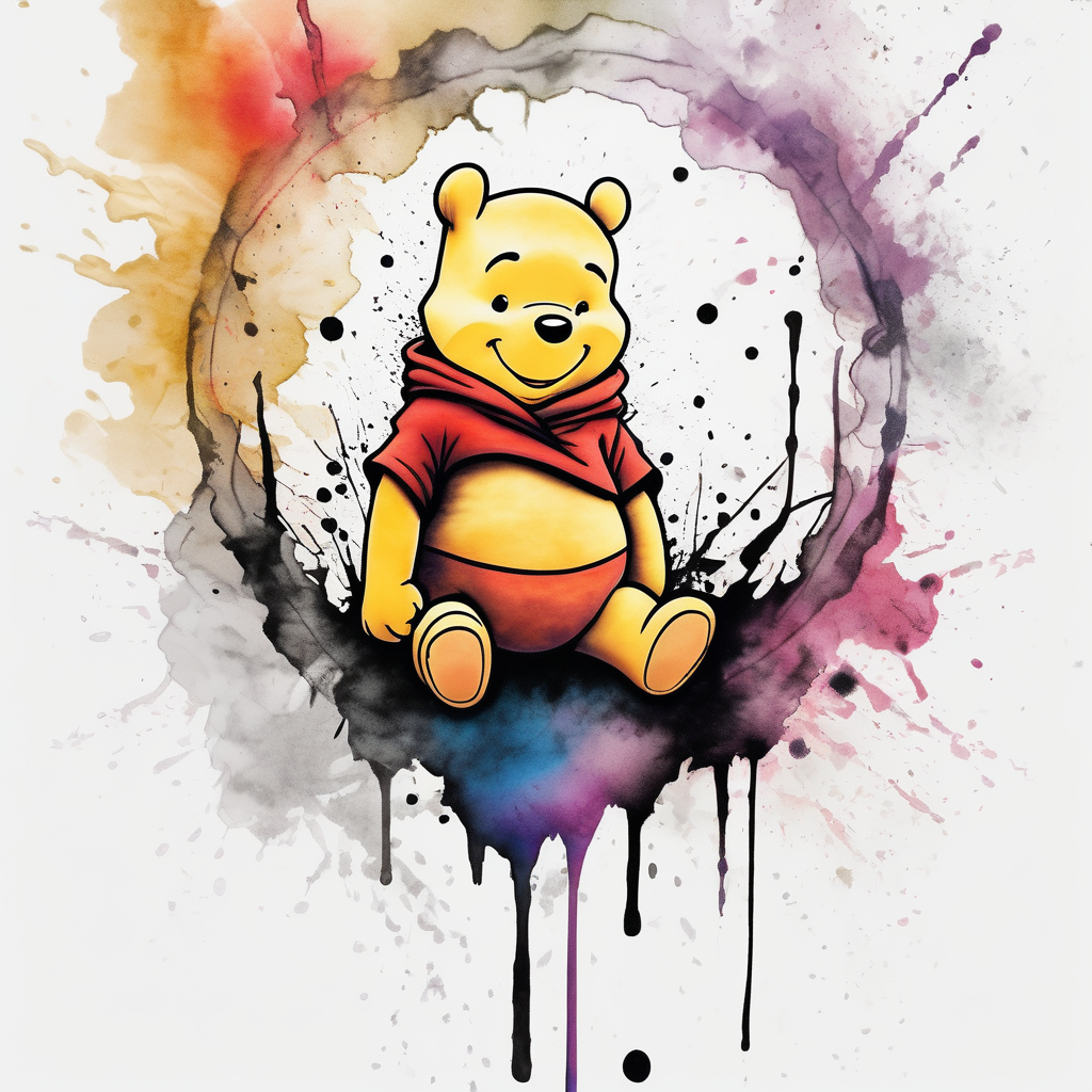Winnie the Pooh winnie-the-pooh, AI-generated Watercolor tattoo design