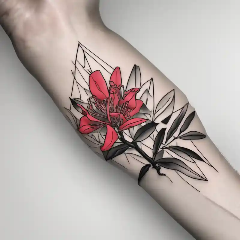 wrap around entire wrist red and black rhododendron trippy with Himalayas behind – ミニマル, 白黒