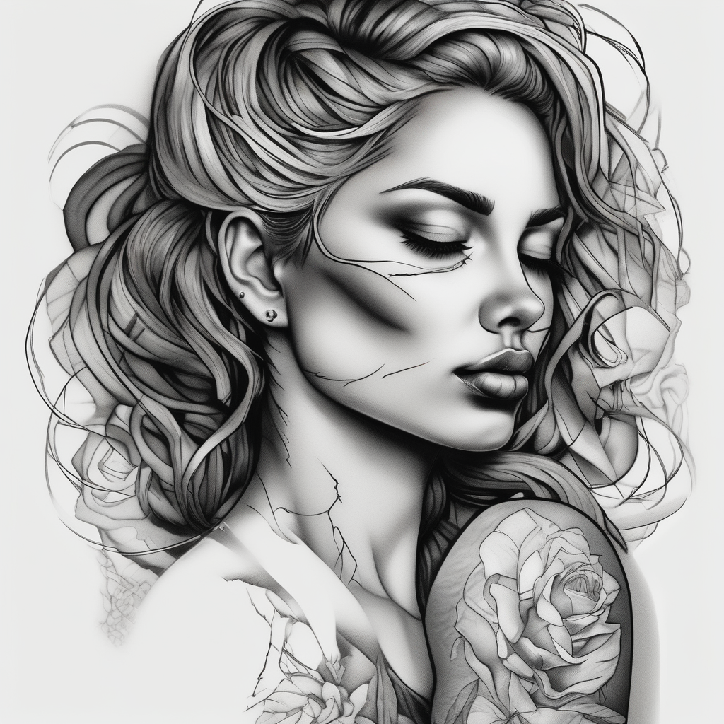 Women holding her face tattoo wrist-for-women, diseño de tatuaje Realista generado con IA