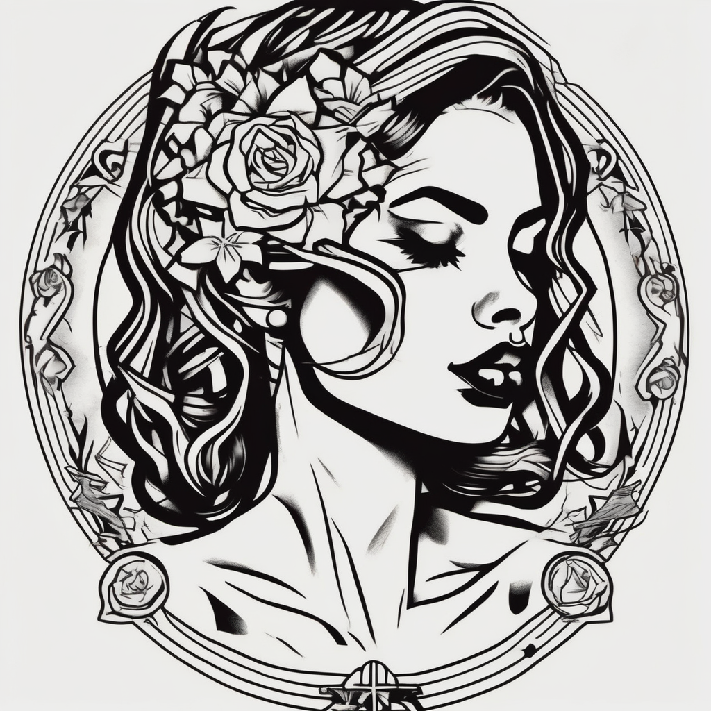 Women holding her face tattoo wrist-for-women, AI-generated Old School tattoo design