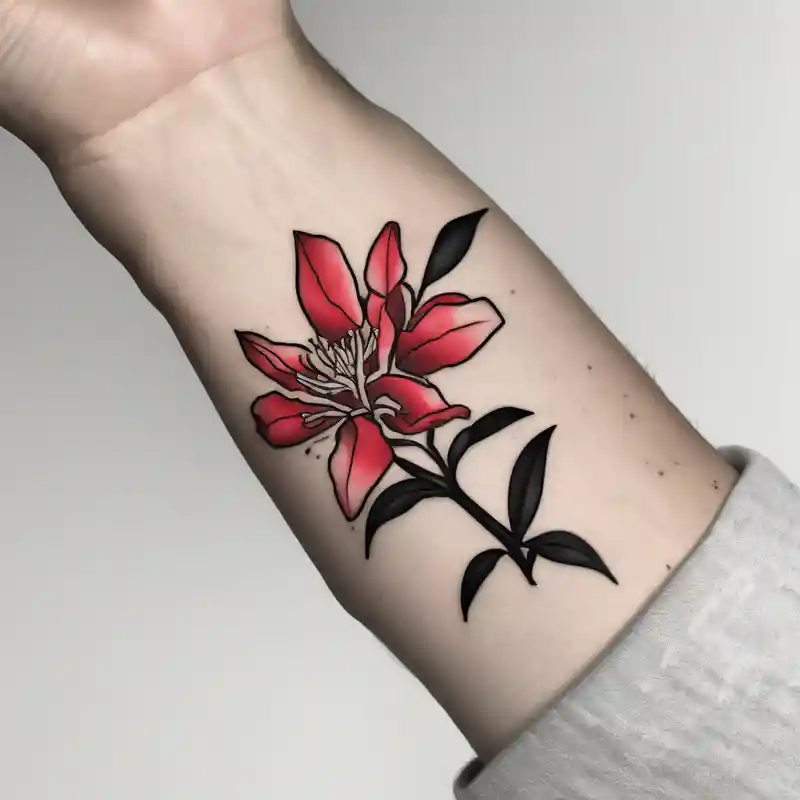 minimalist style RIP Tattoo Ideas in 2025 about wrap around entire wrist red and black rhododendron trippy with Himalayas behind wrist-for-women and wrap around entire wrist red and black rhododendron trippy with Himalayas behind wrist-for-women